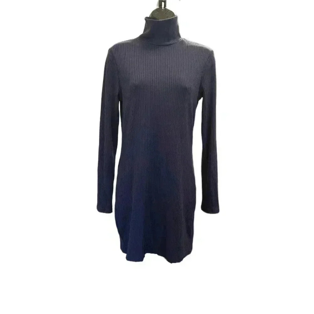 URBAN OUTFITTERS Blue/Purple Turtleneck Long Sleeve Dress - size Large